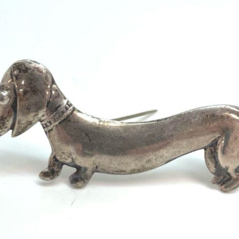Taxco Parra Sterling Silver 925 Dachshund Brooch 2.5 in (4.5g)